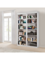Kit com 2 estantes em Madeira Maciça – Na cor branco lavado | Coleção Biblioteca